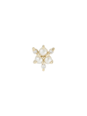 Snowflake Stud - Pearl & Diamond