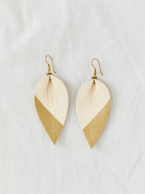 Zia Dipped Leather Leaf Earrings