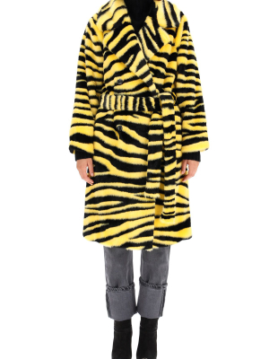 Stand Studio Crystal Zebra Motif Belted Coat