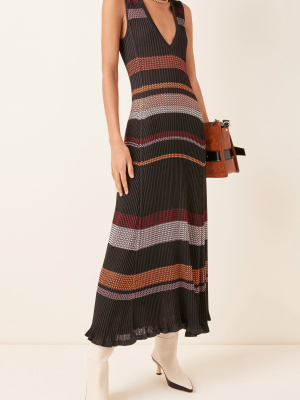 Striped Ribbed-knit Maxi Dress
