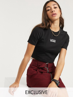 Vans Drop V Cropped T-shirt In Black Exclusive At Asos