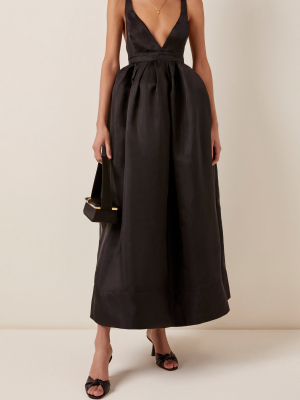 Bow-embellished Silk-taffeta Maxi Dress