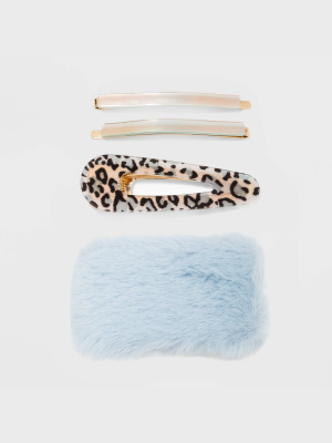 Faux Fur And Acrylic Clips 4pc - Wild Fable™