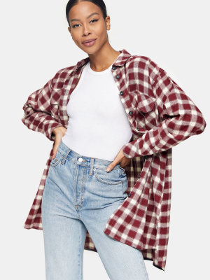 Red Oversized Check Shirt