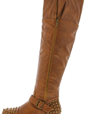 Legend32 Tan Studded Combat Boot