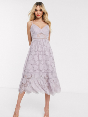 Ever New Lace Cami Midi Dress In Lavender