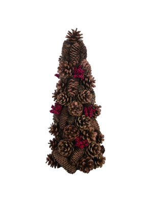 Transpac Pinecone 16 In. Brown Christmas Berry Bunch Tree