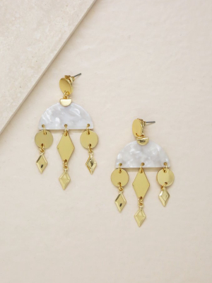 Geometric Gold & Resin Dangle Earrings