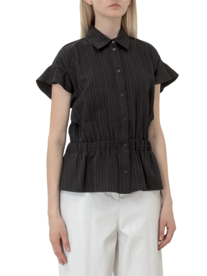 Pinko Ruffled Stripe Short-sleeve Top