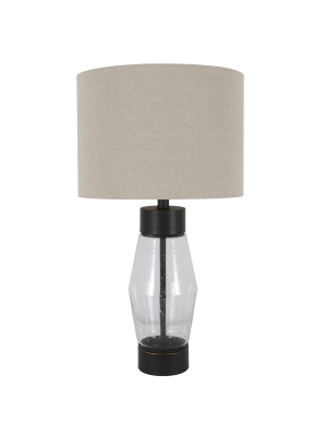 26.25" Glass And Metal Cadance Convex Table Lamp (includes Led Light Bulb) Bronze - Decor Therapy