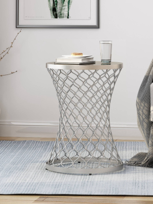 Barclay Modern Hourglass Accent Table Silver - Christopher Knight Home