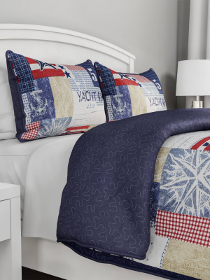 Nautical Americana Patchwork Quilt Set