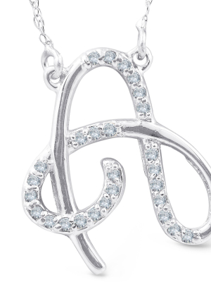 Pompeii3 1/4ct Diamond "a" Initial Pendant 18" Necklace 14k White Gold