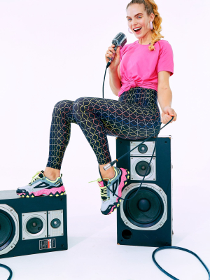 Black Rainbow Sound Waves Hi-shine Leggings