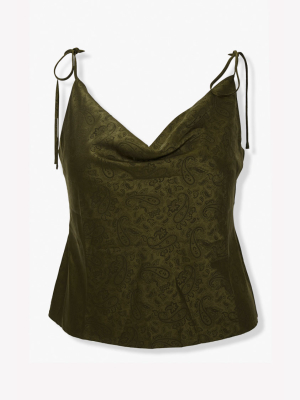 Plus Size Satin Paisley Print Cami