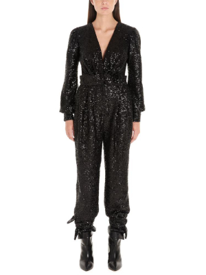 In The Mood For Love Amber Sequinned V-neck Jumpsuit