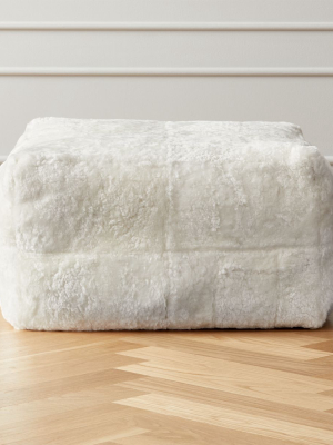 White Shorn Sheepskin Pouf