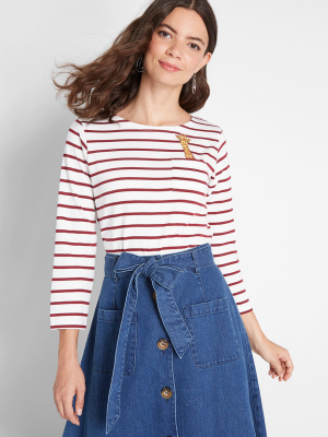 Peek-a-boo Striped Knit Top