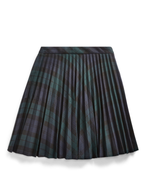 Tartan Pleated Twill Skirt