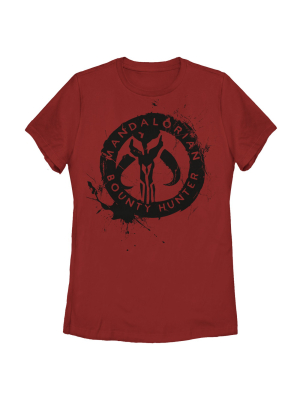 Women's Star Wars The Mandalorian Paint Splatter Emblem T-shirt