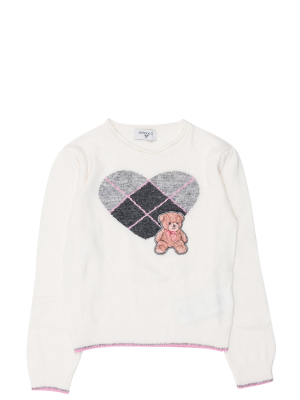 Monnalisa Teddy Bear Embroidered Jumper