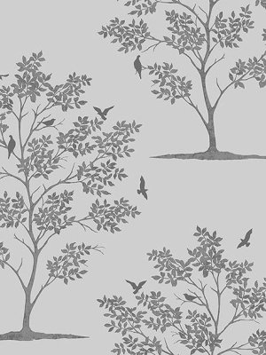 Woodland Grey Trees & Birds Wallpaper From The Essentials Collection By Brewster Home Fashions