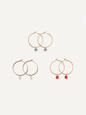 Helena Rohner 18k Gold Hoops With Stone Bead