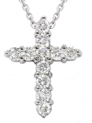 Pompeii3 1ct Diamond Cross Pendant 14k White Gold 1" Tall