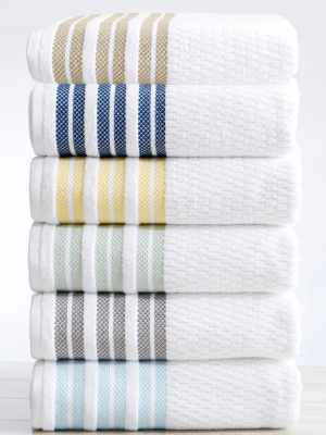 Great Bay Home 100% Cotton Textured Striped Bath Towel Sets