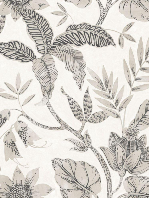 Rainforest Leaves Wallpaper In Ivory And Stone From The Boho Rhapsody Collection By Seabrook Wallcoverings