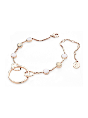 Open Hoop Bracelet With Six Stone In Rose Gold