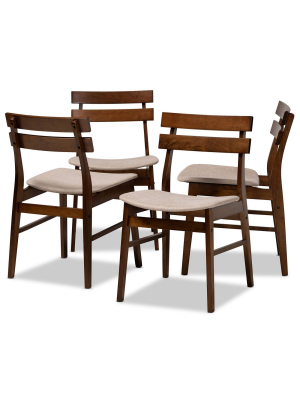 Set Of 4 Devlin Upholstered Wood Dining Chairs - Baxton Studio