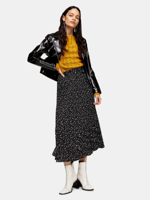 Tall Black Star Tie Pleated Midi Skirt