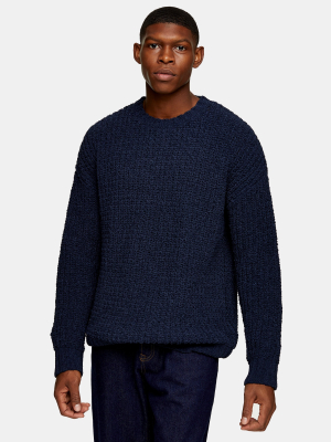 Navy Chenille Knitted Sweater