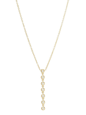 14k 7 Linked Floating Diamond Y Necklace