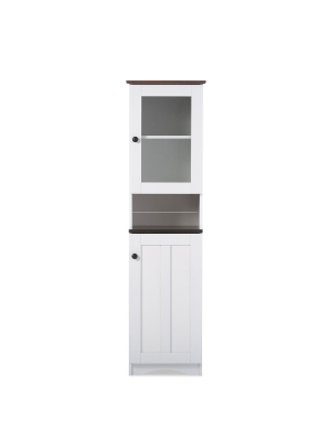 Lauren Twotone And Buffet And Hutch Kitchen Cabinet White/dark Brown - Baxton Studio