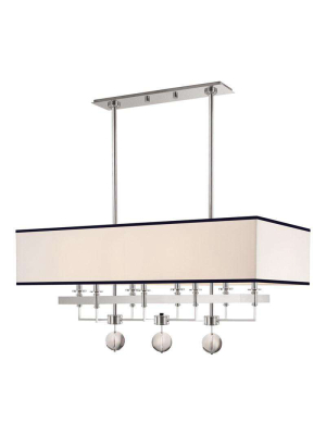 Gresham Park 8 Light Island With Black Trim On Shade Polished Nickel