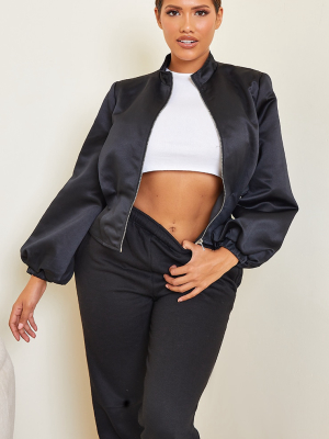 Shape Black Corset Detail Bomber Jacket