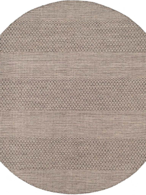 Montauk Alternating Ivory/anthracite Round Rug