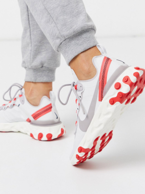 Nike React Element Silver And Red Sneakers