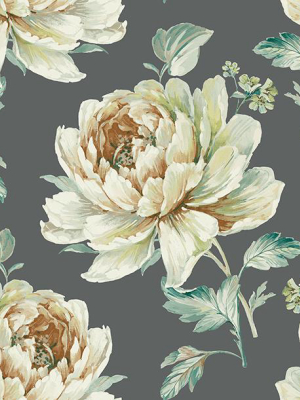 Jarrow Floral Wallpaper In Metallic And Blues By Carl Robinson For Seabrook Wallcoverings