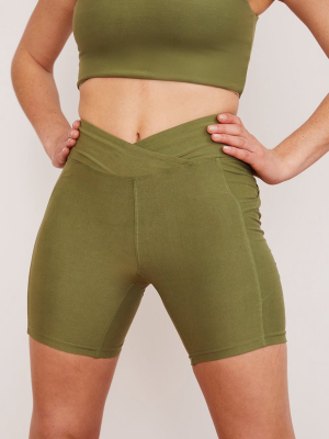 Recycled Midi Bike Short - Eucalyptus