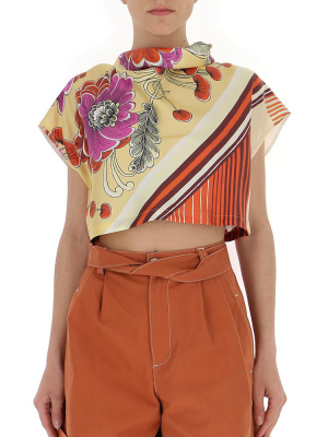 Chloé Mixed Print Crop Top