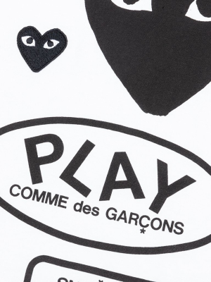 Comme Des Garcons Play Women's Black Multi Logo L/s T-shirt - White