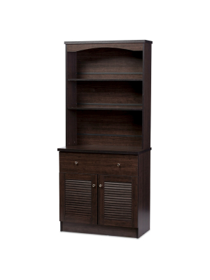 Agni Modern And Contemporary Buffet And Hutch Kitchen Cabinet - Dark Brown - Baxton Studio