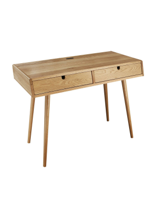 Desk With Usb Ports Natural Oak - Flora Home