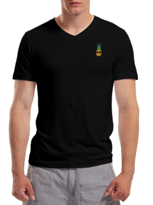 Pologize™ Pineapple Embroidered V-neck T-shirt