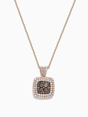 Effy 14k Rose Gold Espresso And White Diamond Pendant, 0.89 Tcw