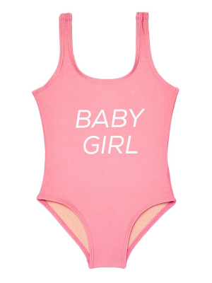 Baby Girl Tank One Piece Swimsuit (kids) - Bubblegum Pink