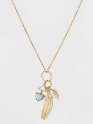 Semiprecious Stone And Icon Cluster Pendant Necklace - Universal Thread™ Gold